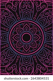 Vibrant Mandala Pattern with Pink and Purple Lines