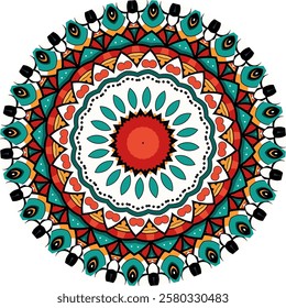 Vibrant Mandala Pattern with Repeating Colorful Shapes