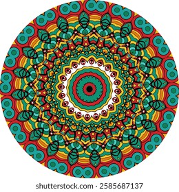 Vibrant Mandala Pattern with Repeating Colorful Shapes