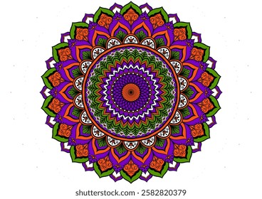 Vibrant Mandala Vector Art with Geometric Mandala Elements, Ideal for Mandala Designs, Digital Posters, and Printable Mandala Projects