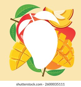 Vibrant Mango Slices Framing mango shape Space for Marketing Text