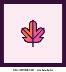 Vibrant maple leaf icon on a minimalist background for design projects