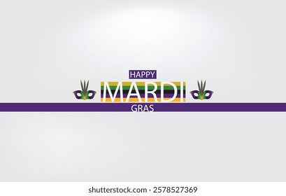 A vibrant Mardi Gras design featuring colorful masks