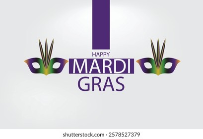 A vibrant Mardi Gras design featuring colorful masks