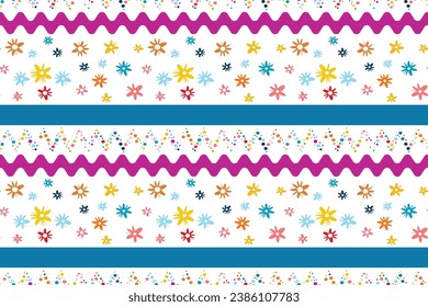 Vibrant Meadow Blooms Seamless isolated Pattern Flowers Diverse Creative Projects Perfect summer spring print children's fabrics Typography Tablecloths Scrapbooking Wallpaper Repeat Polka dots Lines