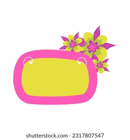 Vibrant Memo Notebook with flower paper frame for text. Planner sticker element sticky. Flat vector illustration. Cute Notes planner page.
