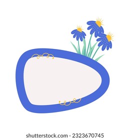 Vibrant Memo Notebook with flower paper frame for text. Planner sticker element sticky. Flat vector illustration. Cute Notes planner page.