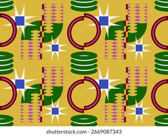 Formas retro geométricas juguetonas del modelo vibrante de la alfombra de Memphis, diseño decorativo abstracto colorido.