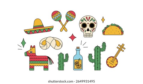 Vibrant mexican fiesta celebration elements including festive symbols and decorations
