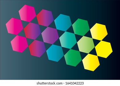 Vibrant minimal colored hexagon pattern vector illustration. Hipster, minimalism concepts. 