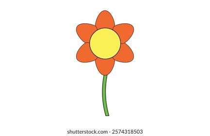 Vibrant minimalist flower illustration,Vector flower
