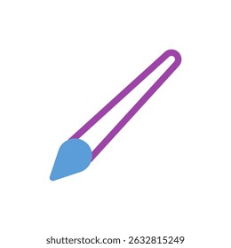 Ilustração minimalista vibrante mostrando um pincel em cores roxas e azuis brilhantes
