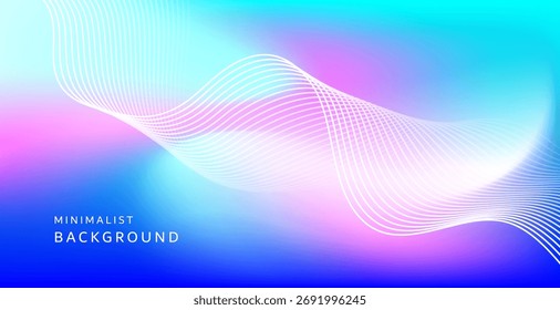 Uma imagem minimalista vibrante com um gradiente de azul brilhante a rosa, roxo e azul escuro cria uma atmosfera brilhante, refrescante e dimensional.