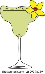 Vibrant Minimalist Vector Art of a Floral Cocktail Glass