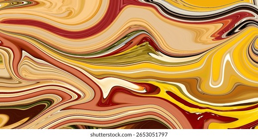 Uma mistura vibrante de tons terrosos, vermelhos e amarelos giram em harmonia dinâmica. Esta arte abstrata quente dá uma sensação de energia, movimento e riqueza natural.
