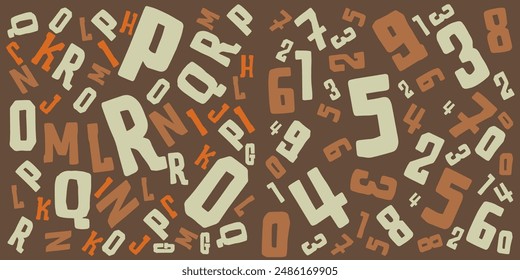 Vibrant Mixed Letters and Numbers Pattern on Dark Blue Background
