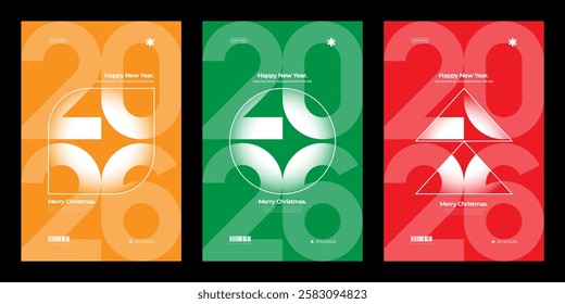 A vibrant and modern 3D design featuring the year 2026 in various gradient color