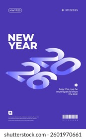 A vibrant and modern 3D design featuring the year 2026 in various gradient color