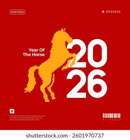 A vibrant and modern 3D design featuring the year 2026 in various gradient color