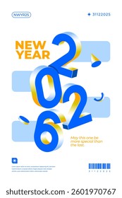 A vibrant and modern 3D design featuring the year 2026 in various gradient color