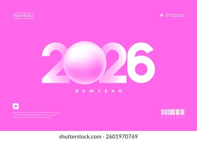 A vibrant and modern 3D design featuring the year 2026 in various gradient color