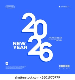 A vibrant and modern 3D design featuring the year 2026 in various gradient color