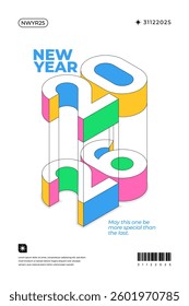 A vibrant and modern 3D design featuring the year 2026 in various gradient color