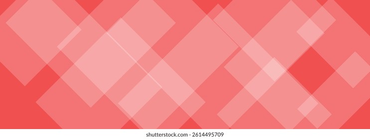 A vibrant, modern abstract background featuring overlapping, translucent squares in shades of red and white.