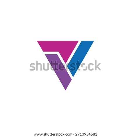 Vibrant modern abstract geometric triangle letter v logo design with dynamic intersecting lines, symbolizing connection, innovation, and digital elegance for branding solutions