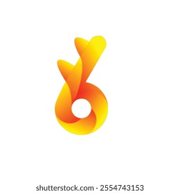 Vibrant and Modern Abstract Number 6 Logo Design with Flowing Orange Tones, Ideal for Creative Industries and Dynamic Branding Solutions