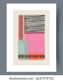 A vibrant modern art piece with intriguing geometric shapes and diverse designs