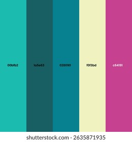 Vibrant Modern Color Palette EPS with Teal Pink and Yellow Tones for Digital Design