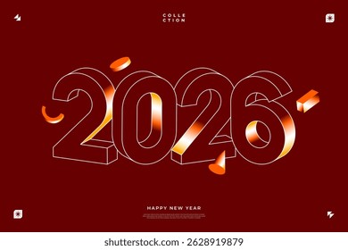 Un diseño vibrante y moderno que muestra el año 2026 en una dinámica combinación de colores