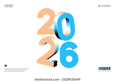 A vibrant and modern design showcasing the year 2026 in a dynamic color combinations