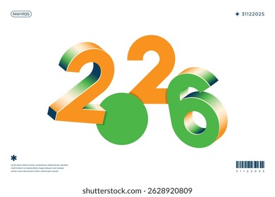 A vibrant and modern design showcasing the year 2026 in a dynamic color combinations