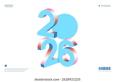A vibrant and modern design showcasing the year 2026 in a dynamic color combinations