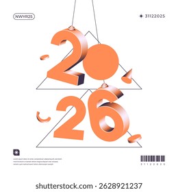 A vibrant and modern design showcasing the year 2026 in a dynamic color combinations