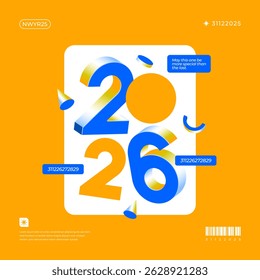 A vibrant and modern design showcasing the year 2026 in a dynamic color combinations