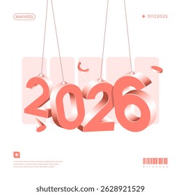 A vibrant and modern design showcasing the year 2026 in a dynamic color combinations