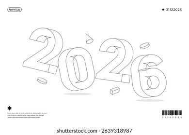 A vibrant and modern design showcasing the year 2026 in a dynamic color combinations