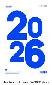 A vibrant and modern design showcasing the year 2026 in a dynamic color combinations