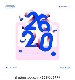 A vibrant and modern design showcasing the year 2026 in a dynamic color combinations