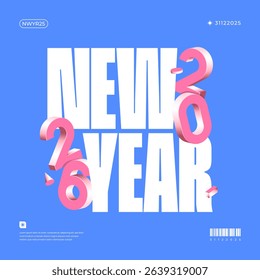 A vibrant and modern design showcasing the year 2026 in a dynamic color combinations