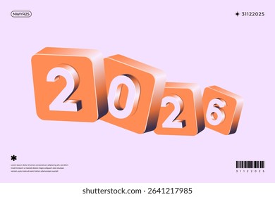 A vibrant and modern design showcasing the year 2026 in a dynamic color combinations