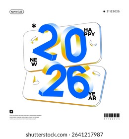 A vibrant and modern design showcasing the year 2026 in a dynamic color combinations