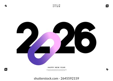 Um design vibrante e moderno que mostra o ano de 2026 em uma combinação de cores dinâmicas