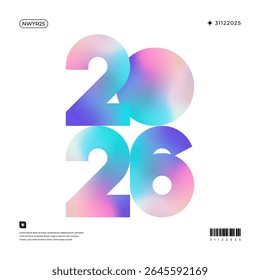 Un diseño vibrante y moderno que muestra el año 2026 en una dinámica combinación de colores