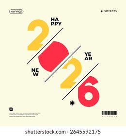 Un diseño vibrante y moderno que muestra el año 2026 en una dinámica combinación de colores