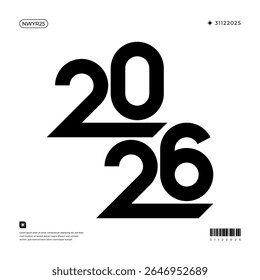 A vibrant and modern design showcasing the year 2026 in a dynamic color combinations