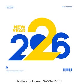 A vibrant and modern design showcasing the year 2026 in a dynamic color combinations